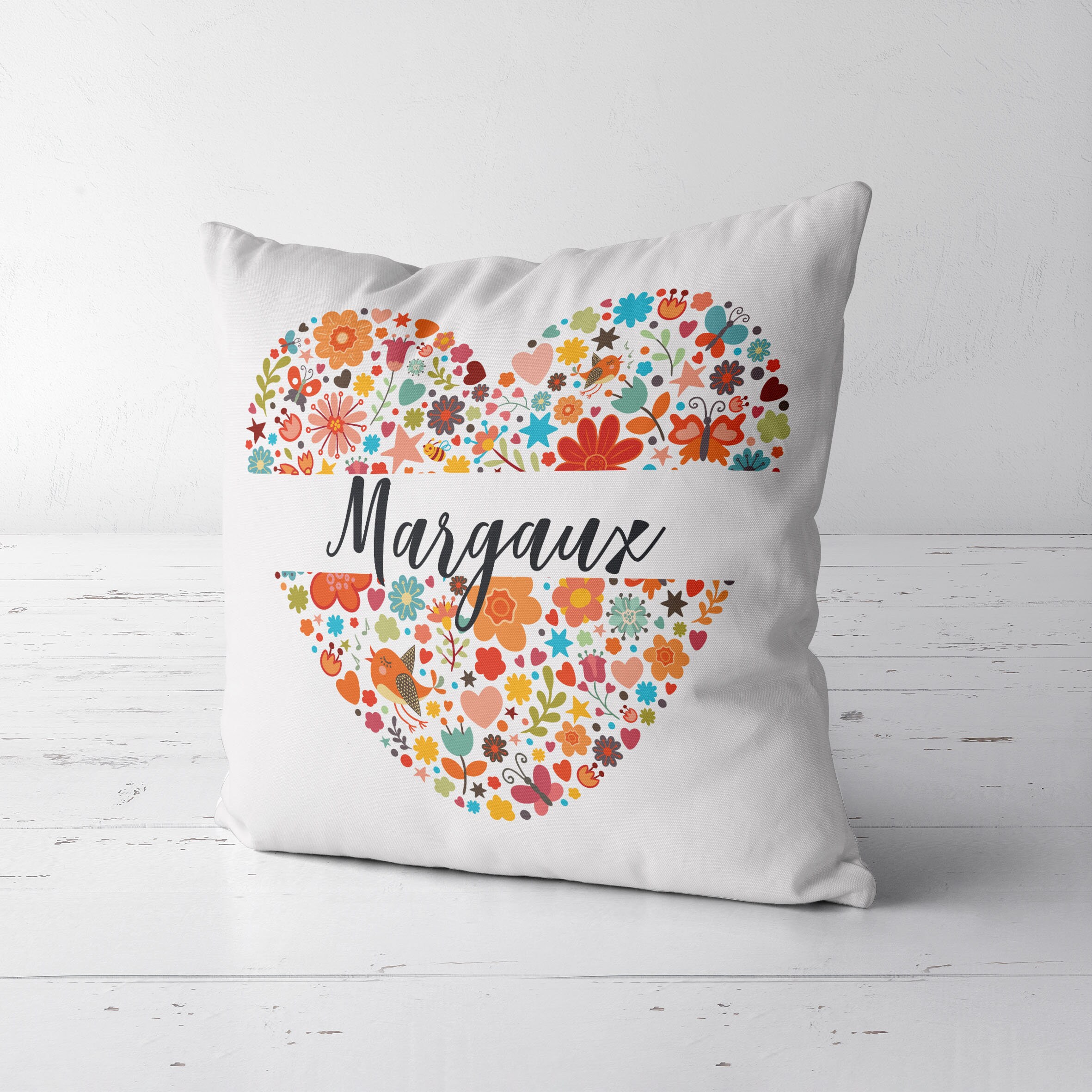 C29 Coussin Coeur Personnalisé, Coussin de Sieste, Maternelle, Enfant, Oreiller Déco Coeur