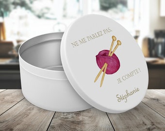 Personalisierte runde Metall-Strickdose, individuell gestaltbare Keksdose, Erinnerungsdose, personalisierte Kuchendose