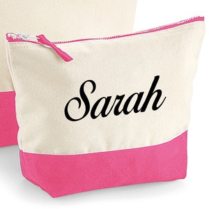 Custom pink purse, name tag, 2 sizes, toiletry bag, birthday gift, jewelry bag, personalized gift, custom gift