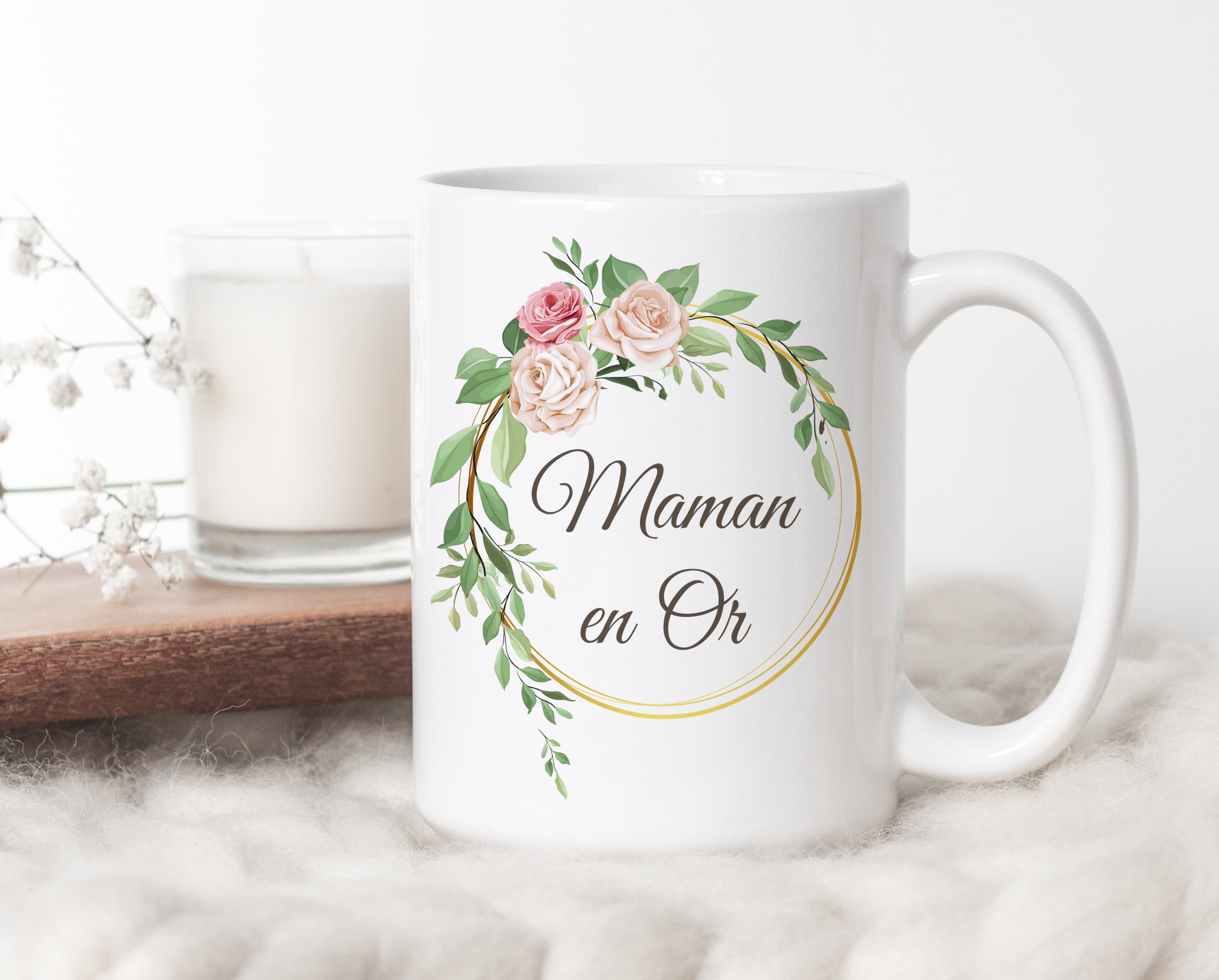 C64 Mug à Personnaliser Maman en Or, Tasse Café ou Thé, Cadeau Personnalisé, Anniversaire, Nounou, F