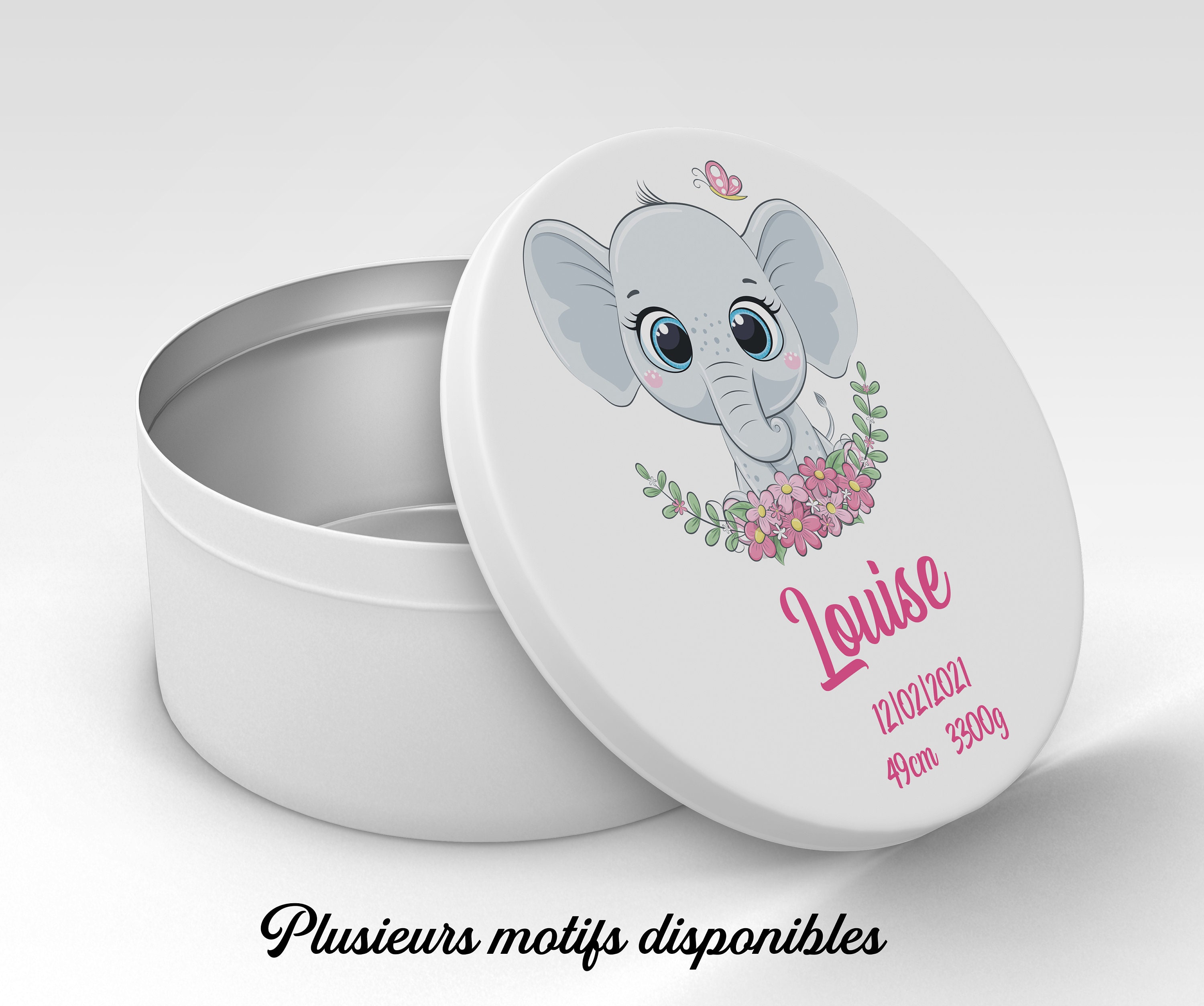 Sb63 Boîte Petit Eléphant en Métal Personnalisée, Boîte à Biscuits Personnalisable, Souvenirs, Gâtea