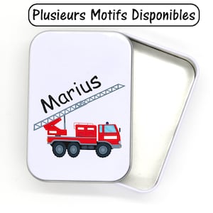 SB69 Boîte métallique personnalisée avec le prénom de votre choix, boîte à bons points, boîte à images, boîte à secrets, boîte souvenirs