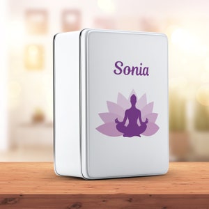 C52 Meditation large personalized metal box, customizable sugar box, customizable souvenir box, personalized cake box