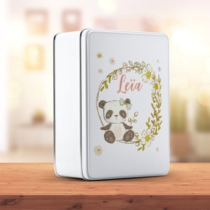 C35 Panda Girl large personalized metal box, customizable sugar box, customizable souvenir box, first name cake box