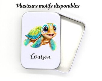 Gepersonaliseerde schildpad-beloningsdoos, metalen doos met de naam van het kind, cadeauschatdoos, geheime doos
