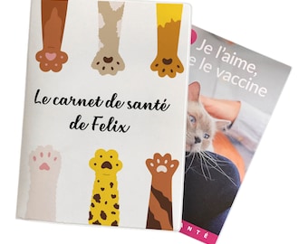 C710 Protège carnet de santé personnalisé pour animaux motifs pattes, carnet chien, carnet chat, carnet de santé chien