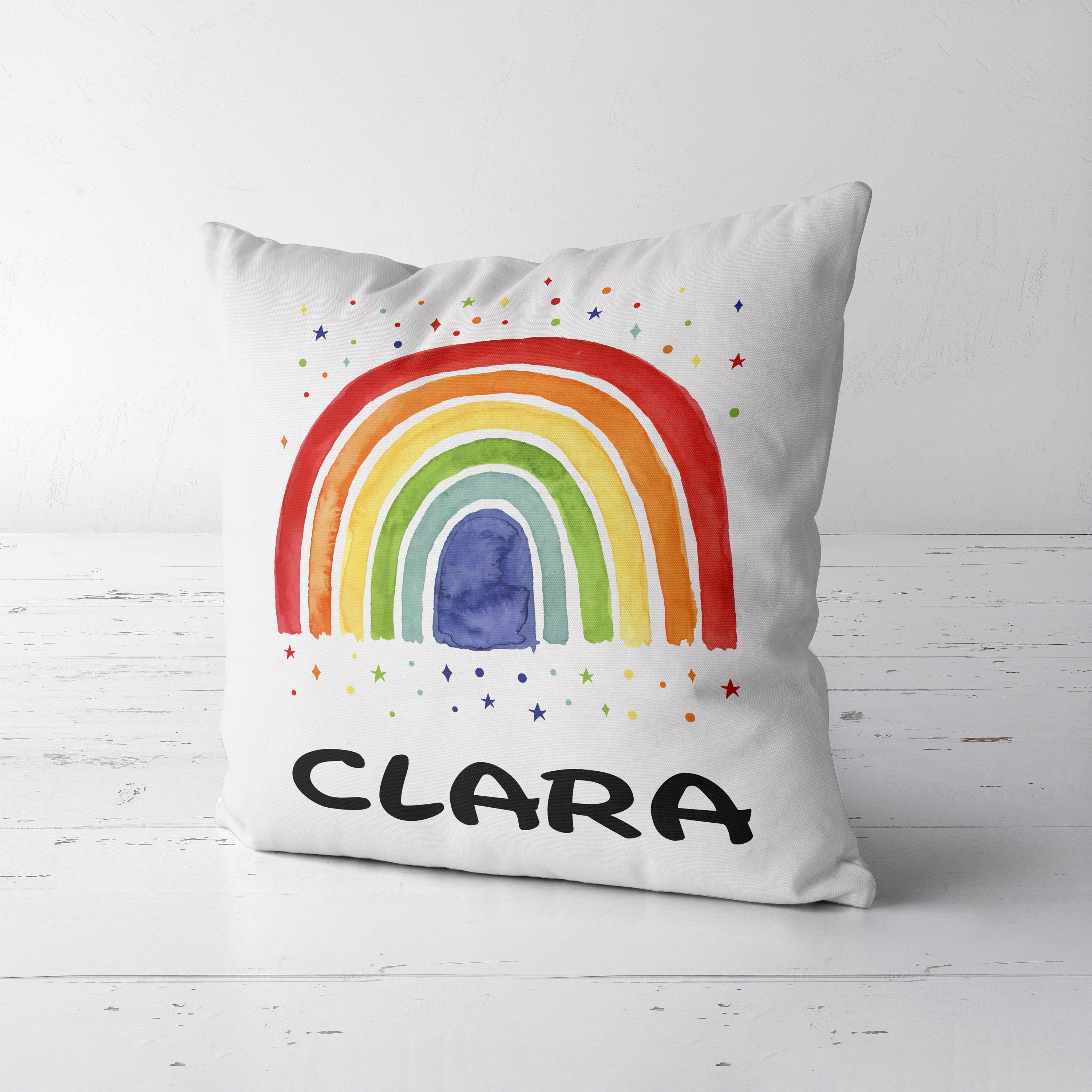 Sb05P Coussin Arc en Ciel Personnalisé, Coussin de Sieste, Maternelle, Enfant, Oreiller Déco