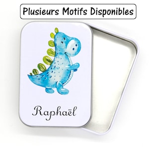 SB46 Boîte métallique personnalisée avec le prénom de votre choix, boîte à bons points, boîte à images, boîte à secrets, boîte souvenirs