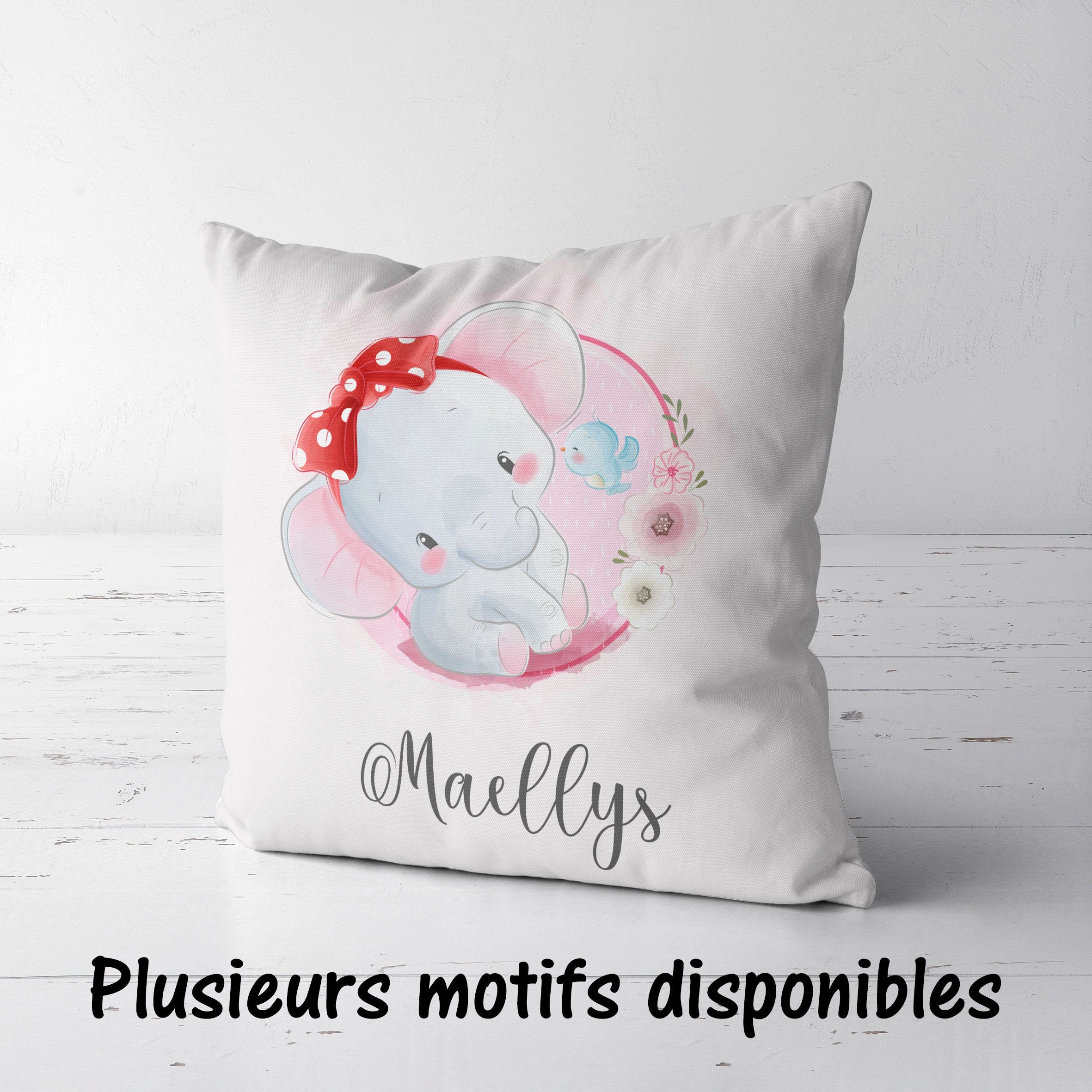 Sb63 Coussin Éléphant Personnalisé, Coussin de Sieste, Maternelle, Enfant, Oreiller Déco