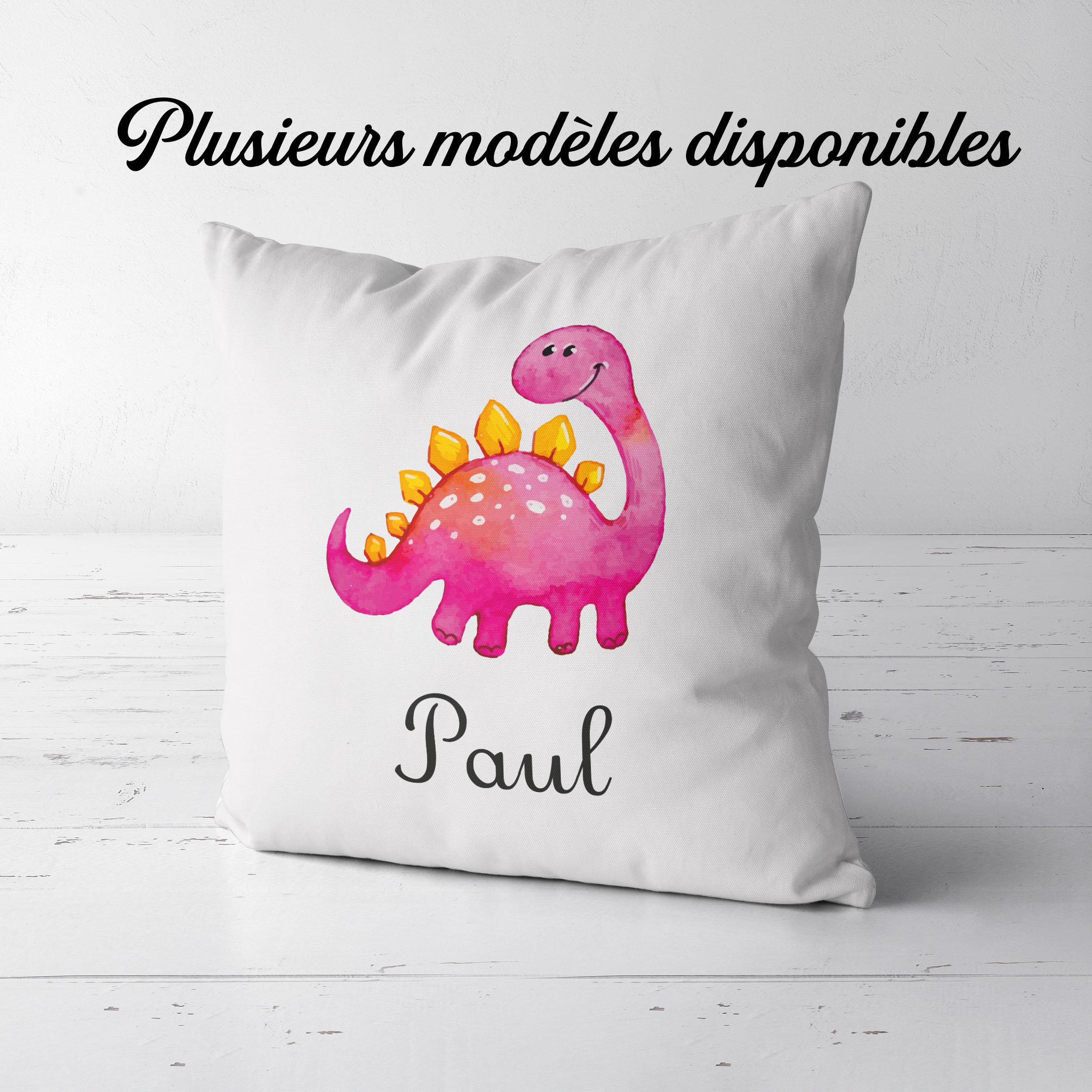Sb46 Coussin Dinosaure Personnalisé, Coussin de Sieste, Maternelle, Enfant, Oreiller Déco