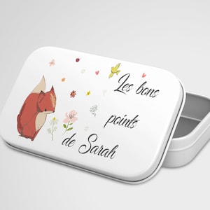 SB14 Boîte à bons points personnalisée avec le prénom de votre choix, boîte métallique, boîte à images, boîte à secrets, boîte souvenirs
