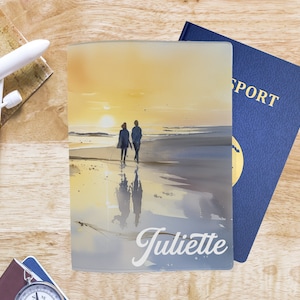 Gepersonaliseerde paspoorthoes C841 strandlopers, gepersonaliseerde paspoorthoes, aanpasbare paspoorthouder