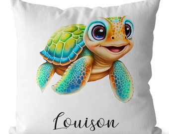 Coussin Personnalisé Avec Prénom Enfant - Dessin Petit Garçon, 40x40 Cm, Pour Sieste Crèche Ou Maison