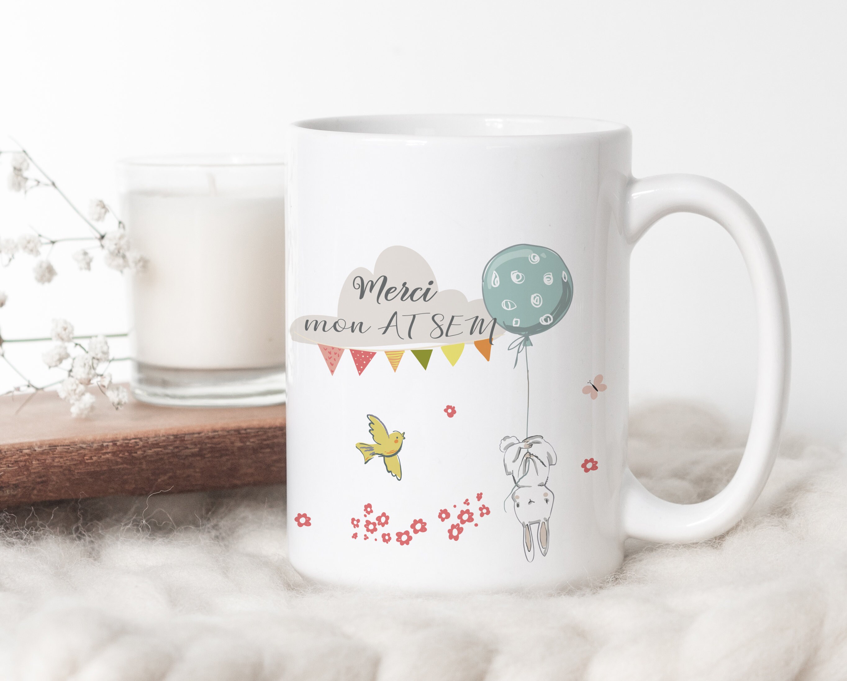 Sb17 Mug à Personnaliser Merci Mon Atsem, Tasse Café ou Thé, Cadeau Personnalisé, Anniversaire, Noun