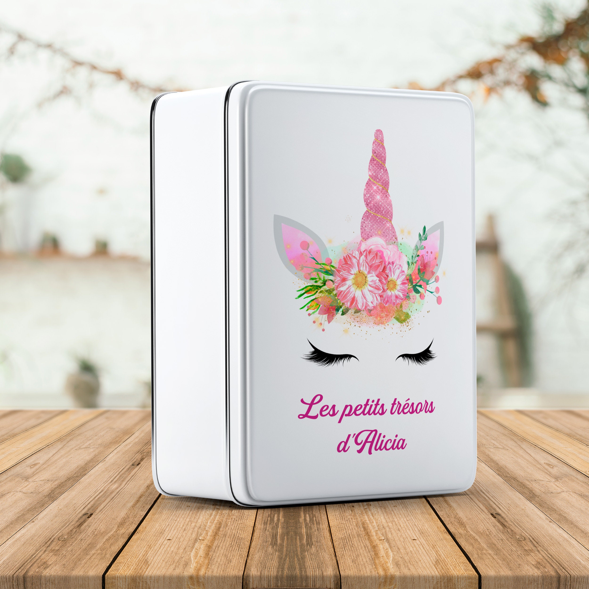 C30 Boîte Licorne en Métal Personnalisée, Boîte à Biscuits Personnalisable, Souvenirs, Gâteaux Boite