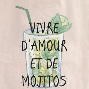 Tote Bag Vivre d'Amour et de Mojitos sac shopping image 3