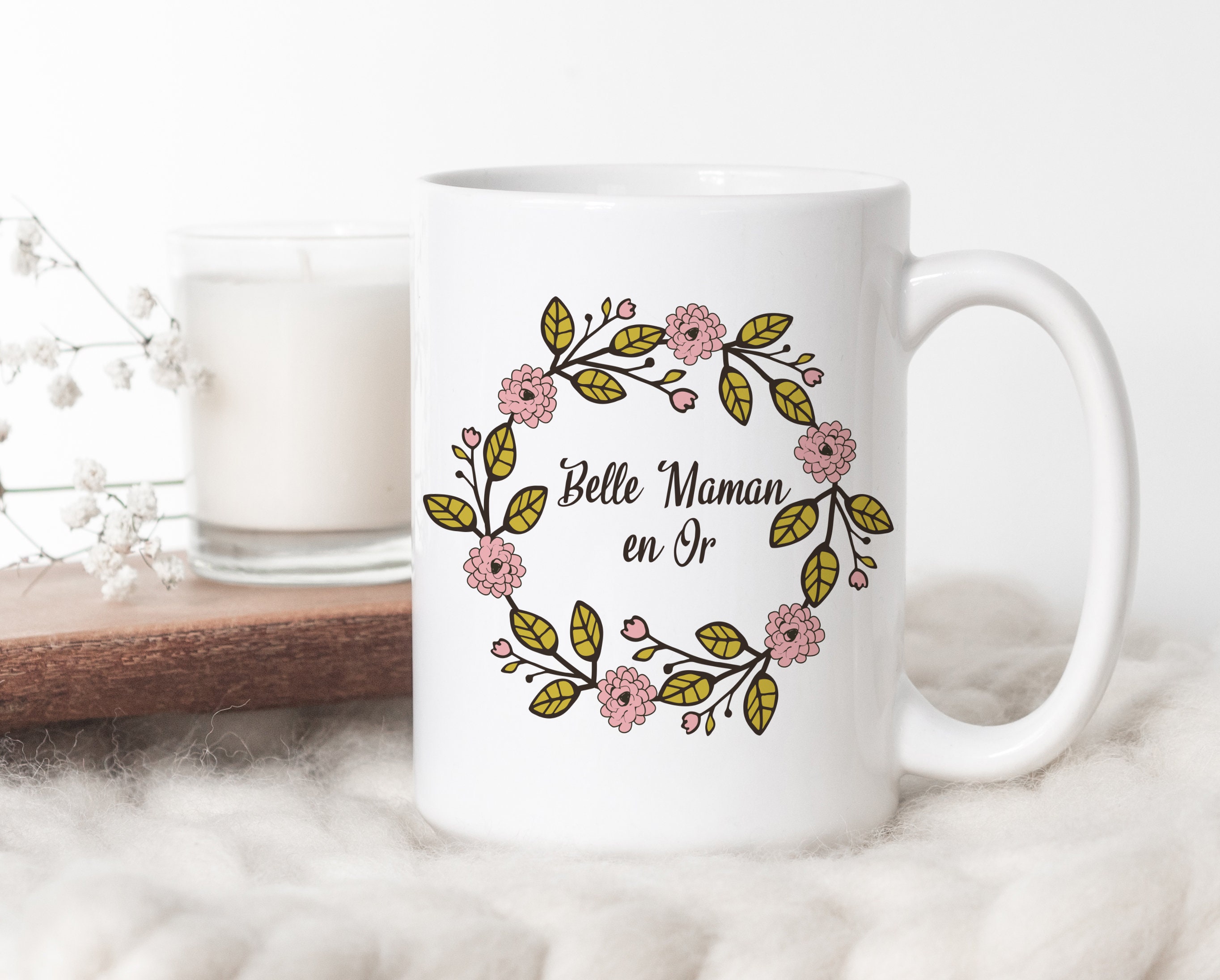 Tr003 Mug à Personnaliser Belle Maman, Tasse Café ou Thé, Cadeau Personnalisé, Anniversaire, Nounou,