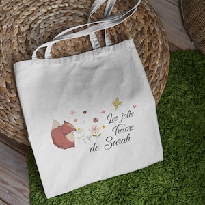 SB14 Tote Bag Les Petites Affaires à personnaliser, tote bag enfant, cadeau personnalisé, sac personnalisable renard prénom