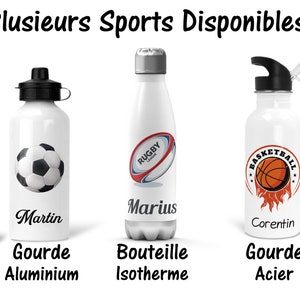 SB75 Sports Aluminiumflasche, Stahlflasche, Thermosflasche zum Personalisieren, personalisiertes Geschenk, wiederverwendbares Geschenk, Vornamenflasche, Fußball