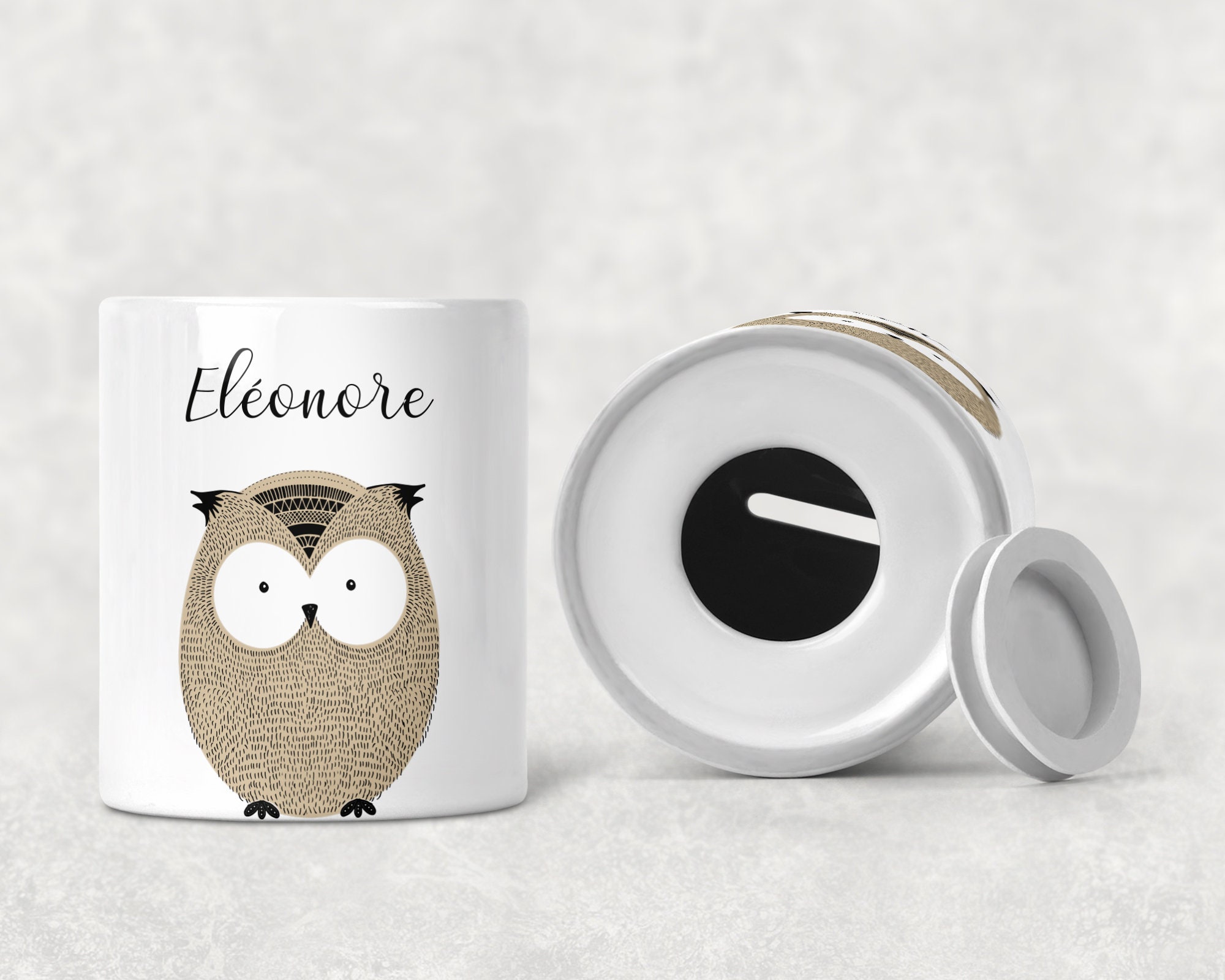C49 Tirelire Hibou Personnalisée, Tirelire Enfant, Fille, Garçon, Cadeau Enfant Personnalisable, Pré