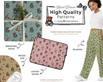 Vintage Teddy Bear Seamless Pattern | Nursery Wallpaper, Scrapbook Paper (Digital Download)