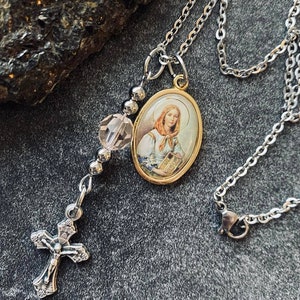 Anxiety Relief Jewelry Anti Anxiety Patron Saint of Healing St Dymphna college gift medal necklace merch baylor a&m sorority crystal
