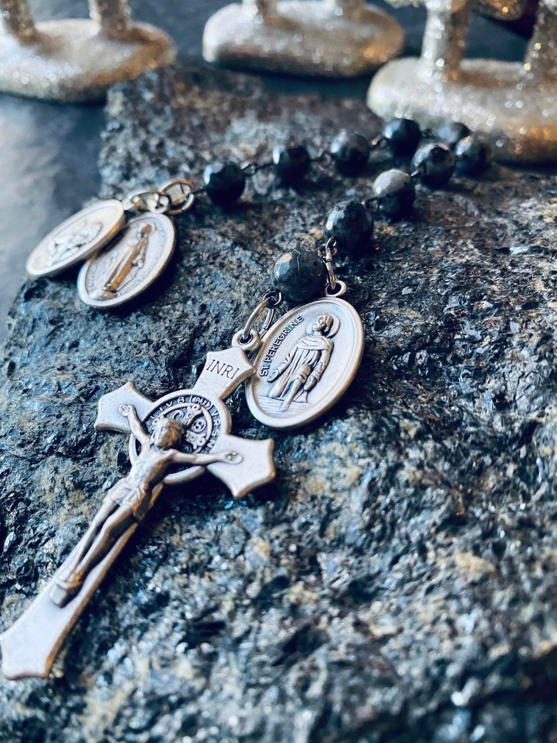 Patron Saint of Healing Cancer. Labradorite Rosary. Encouraging Gift