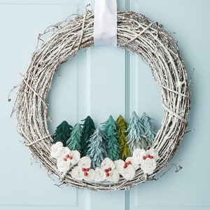 Rustic winter grapevine Christmas wreath with Evergreens | Wreath with pine trees | Farmhouse door decor | fir tree wreath