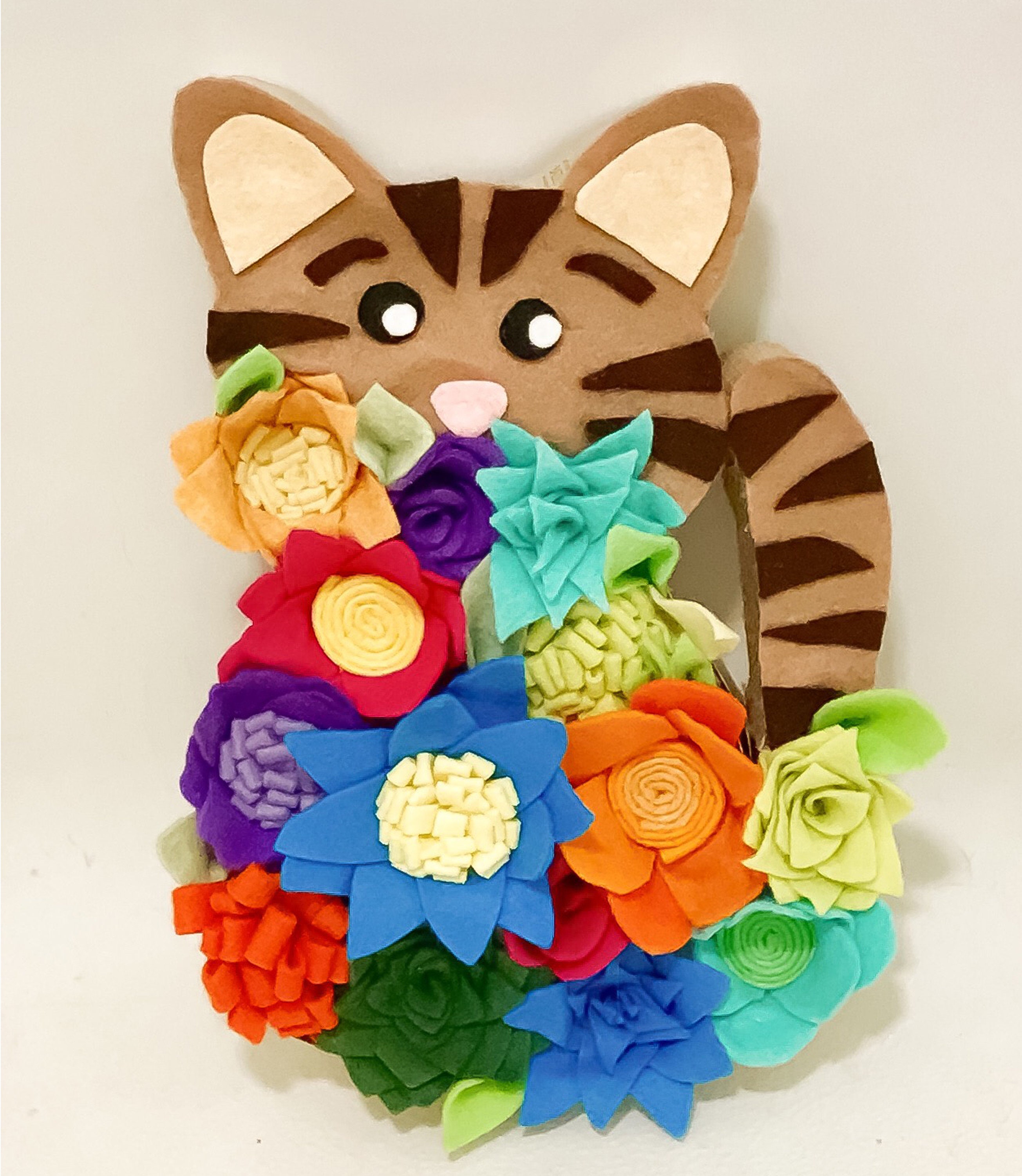Colorful Cat felt flower bouquet for cat lover home decor or Etsy