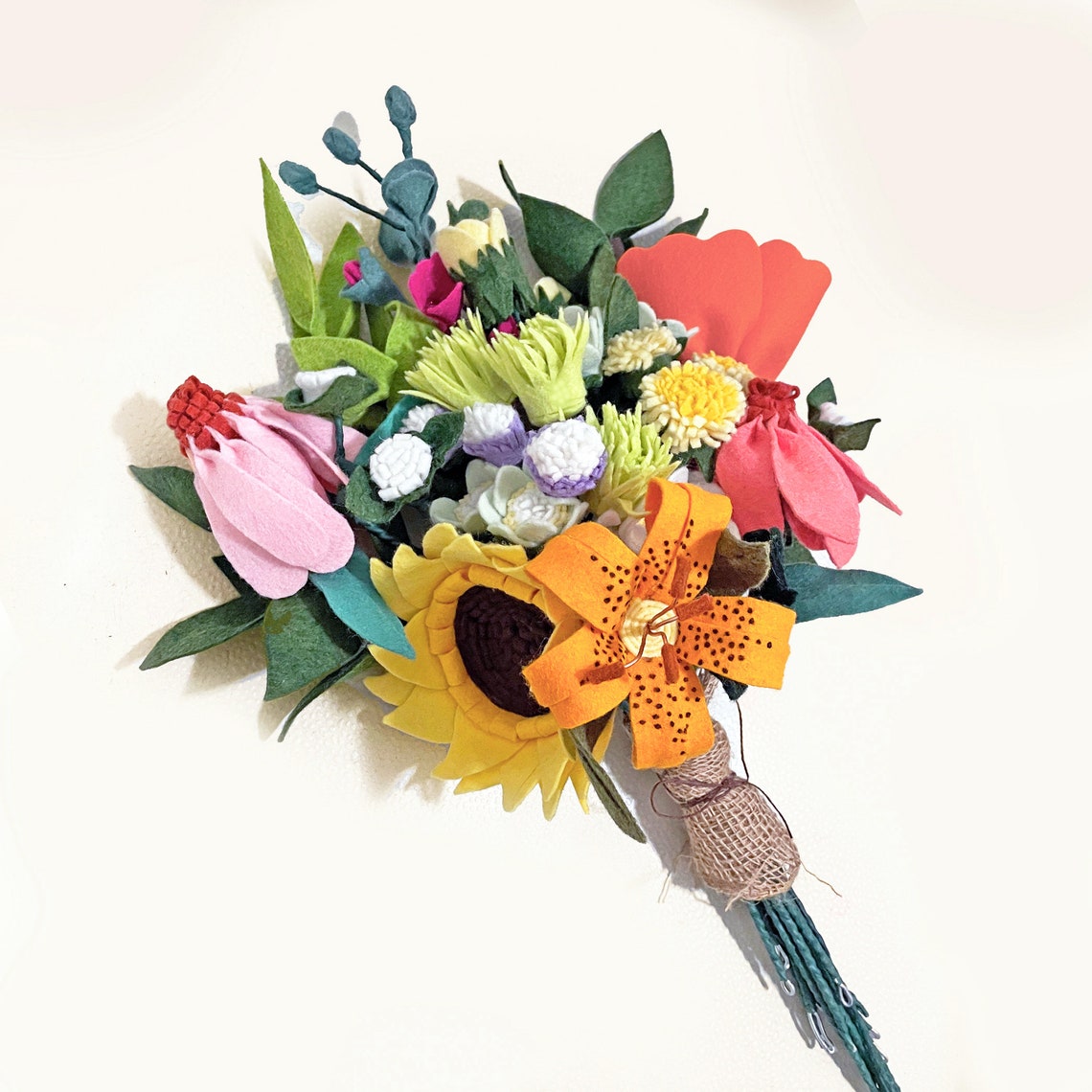 Wildflower felt flower bouquet wool felt fabric faux flower Etsy