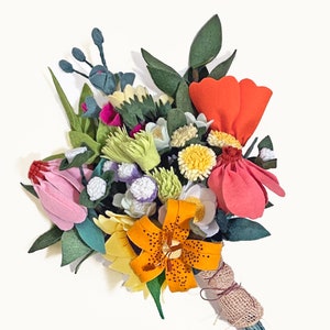 Wildflower felt flower bouquet | wool felt fabric faux flower decor | housewarming gift  | eco-friendly or zero waste wedding