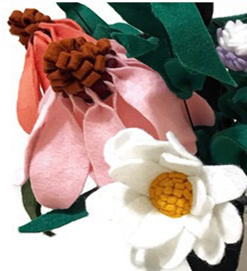 Wildflower Felt Flower Bouquet Wool Felt Fabric Faux Flower Etsy