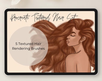 Procreate Textured Hair Set, Hair Rendering Procreate Brush