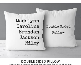 Family Names Pillow | Grandchildren Grandkid Children Kids Names | Mothers Day Grandma Gift | Distressed Font *