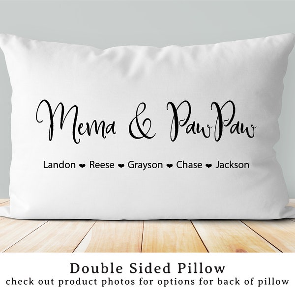 Mema & PawPaw pillow | Grandparent pillow | personalized grandchildren gift | mothers day gift for Mema and PawPaw