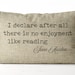 Jane Austen Pillow Literary gifts Pride and Prejudice Jane Austen Quote pillow bookish gifts librarian gifts literary gifts book lover 