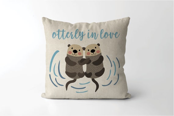 Otterly in Love Pillowcase Valentines Gift for Boyfriend Valentines Day Decor Otter Decor Otter Valentine Valentines Gift for Wife