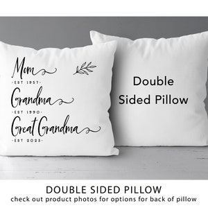 Mom, Grandma, Great Grandma Established pillow | Pregnancy Announcement | Great Grandmother Reveal | New Grandma Gift *