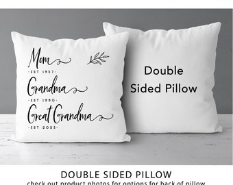 Mom, Grandma, Great Grandma Established pillow | Pregnancy Announcement | Great Grandmother Reveal | New Grandma Gift *