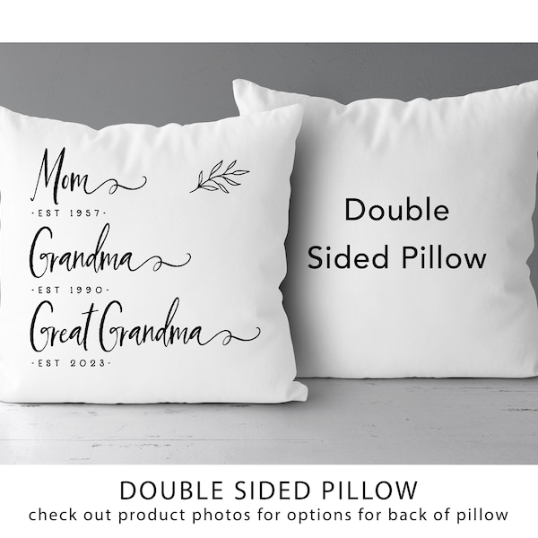 Mom, Grandma, Great Grandma Established pillow | Pregnancy Announcement | Great Grandmother Reveal | New Grandma Gift *