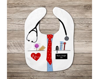 Doctor Baby Bib  |  Physician Bib  |  Name Bib  |  Personalized Baby Gift  | Medical Baby Bib  | Md Bib  |  Be Like Daddy Or Mommy Baby Gift