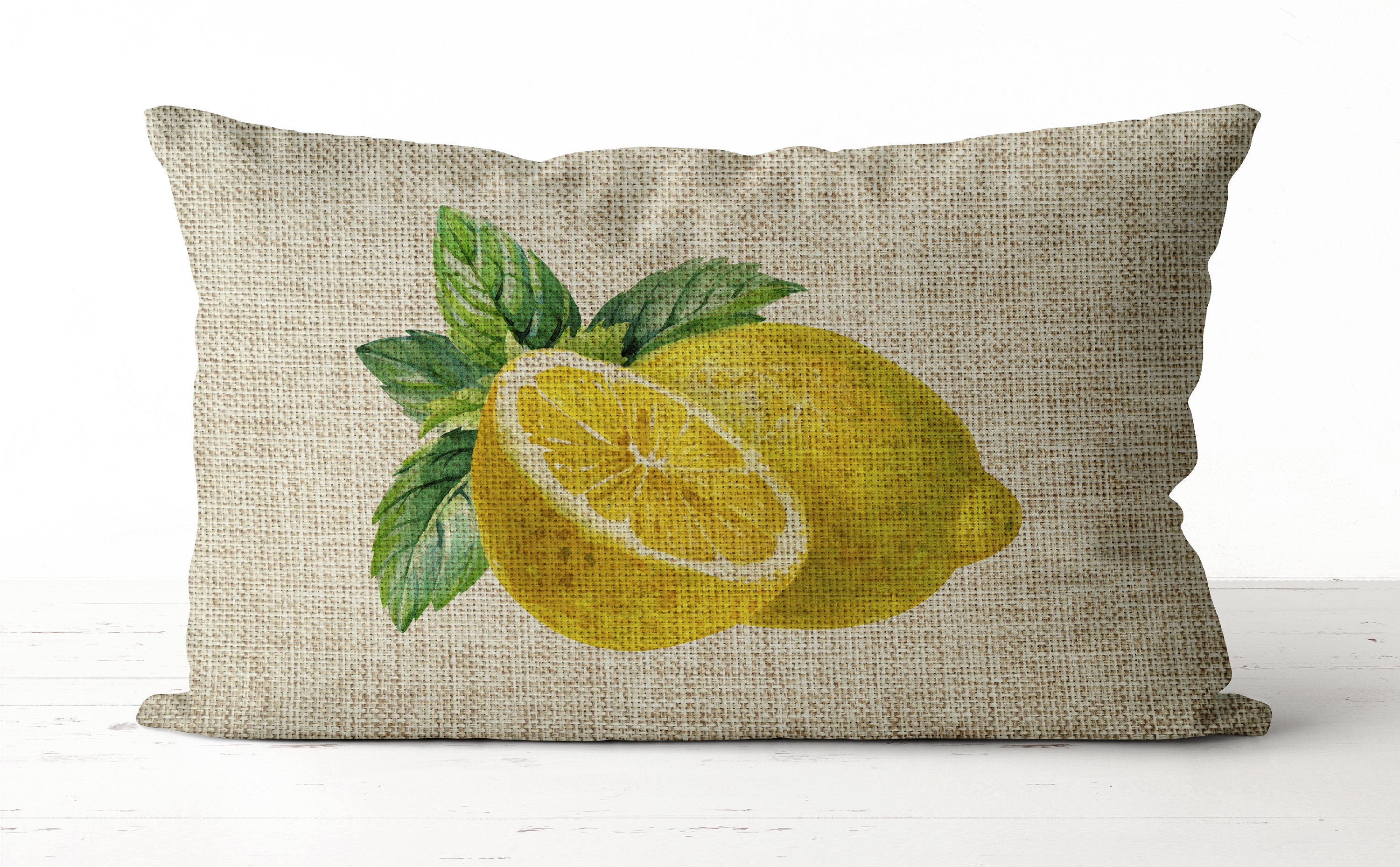 Lemons Pillow 12x18 lumbar watercolor lemon Lemon Decor Etsy
