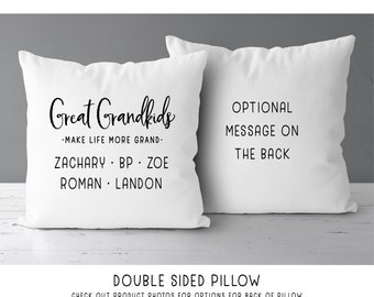 Great Grandkids Make Life More Grand Pillow | Great Grandmother Great Grandfather | Gift For Great Grandma And Great Grandpa *