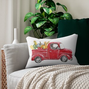 Fall Pumpkin Vintage Truck Pillow Halloween decor fall decor fall pillow fall lumbar pillow autumn pillow thanksgiving image 2