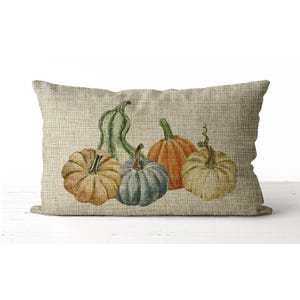 Watercolor pumpkin and gourd pillow | thanksgiving decor | fall decor | fall pillow | lumbar | autumn decor | autumn pillow | halloween