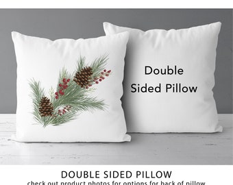 Pine Branch With Pine Cone And Berry Pillow | Pine Christmas Decor | Christmas Gift *