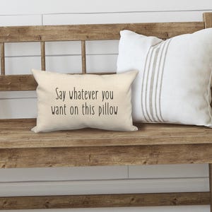 Custom Phrase Pillow - Personalized Text Quote Pillow with Your Custom Saying | Rae Dunn Style Font Farmhouse Home Decor Housewarming Gift