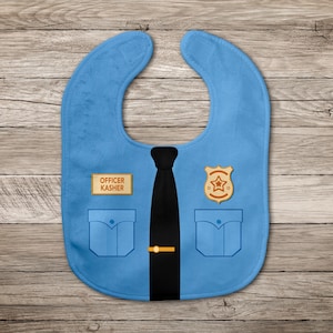 Police Shirt Baby Bib - police baby announcement - Cop Name Bib - Personalized Police Baby Boy Gift - Law Enforcement Baby - First Responder