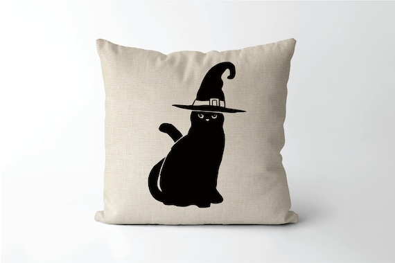 halloween black cat pillow
