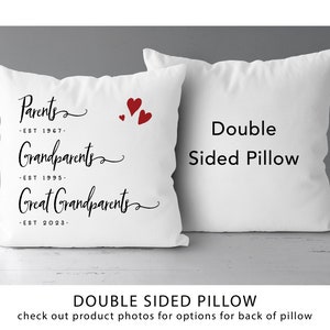 Parents, Grandparents, Great Grandparents Established Pillow Pregnancy Announcement New Great Grandparents Gift Pregnancy Reveal image 1